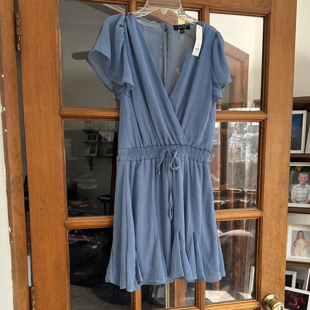 Trixxi Blue Mini Dress with V-Neck